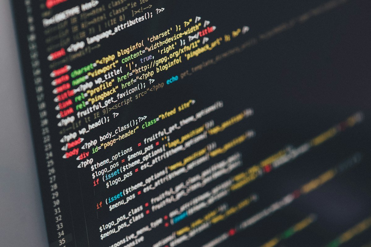 A monitor showing source code