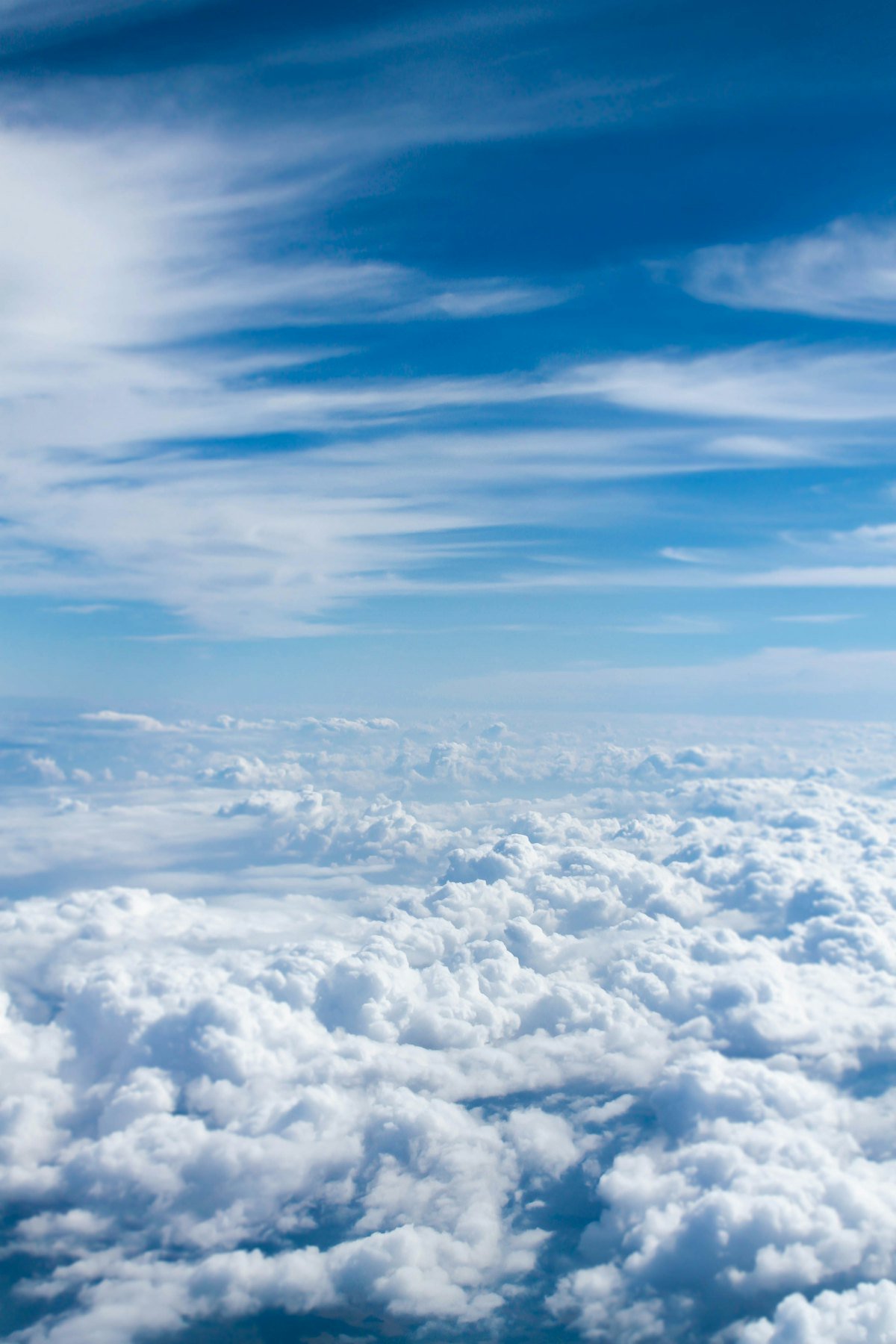 Blue sky seen from above the clouds