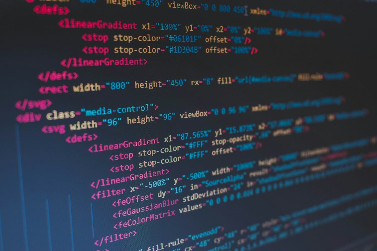 Lines of HTML code on a dark screen
