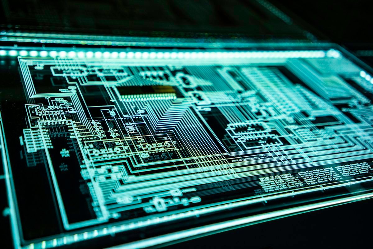 A teal LED panel