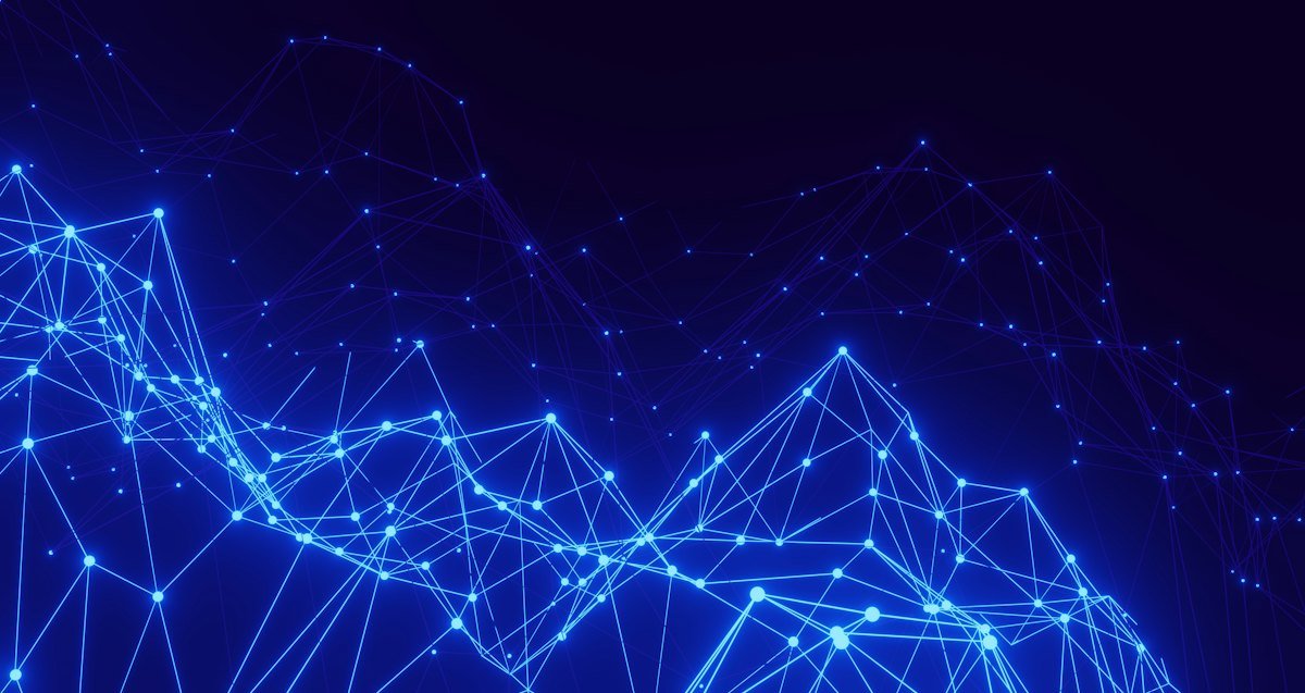 A blue field of lines and dots