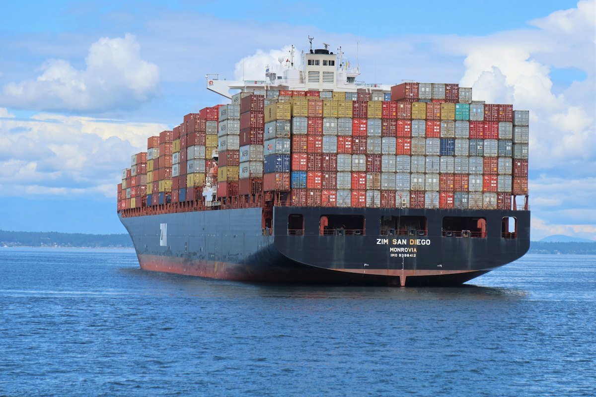 A large cargo ship at sea