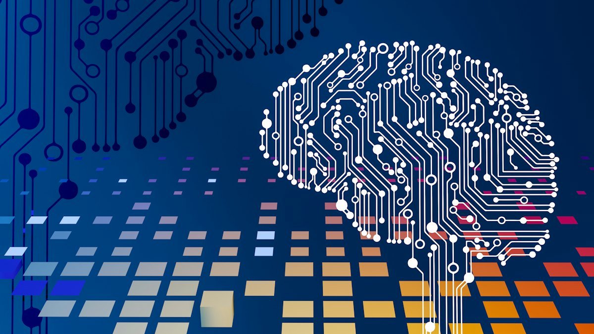 A circuit board with a brain motif