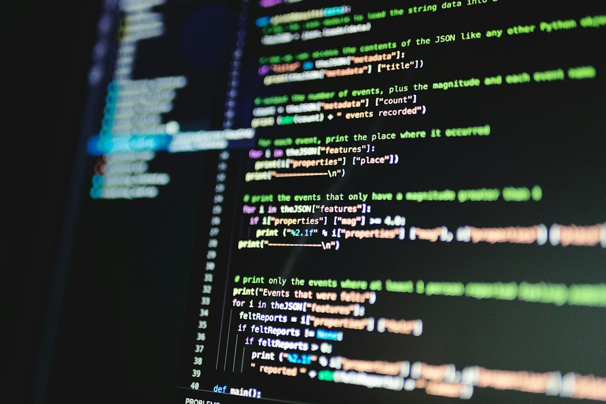 Computer screen displaying lines of code