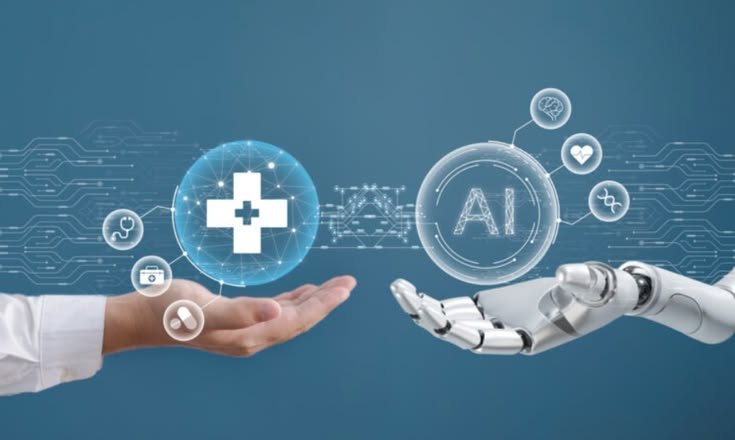 Healthcare professional using AI-powered diagnostic technology for point-of-care testing